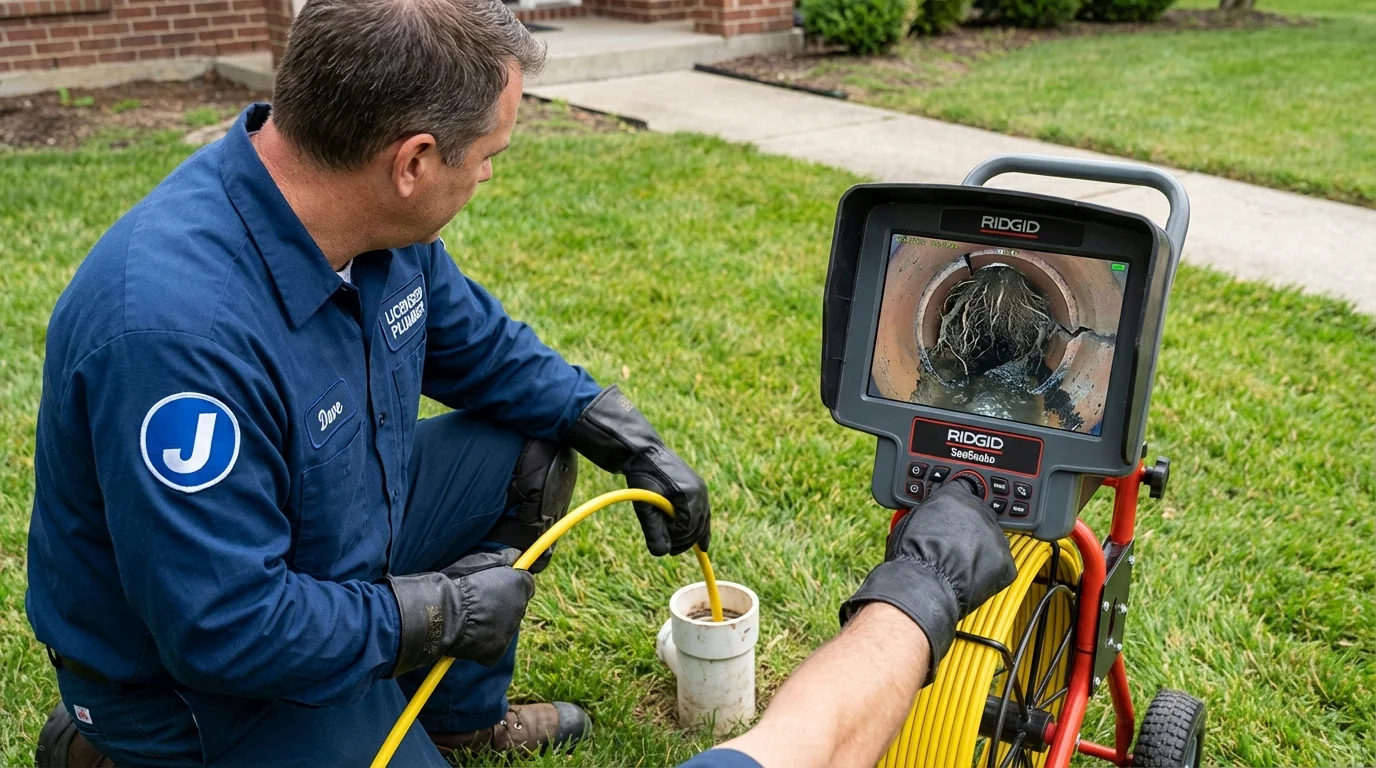 Sewer camera inspection being performed by Johns Plumbing LLC in Owego